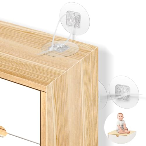 30PCS No Drill Adhesive Furniture Anchors, Round Anti Tip Furniture Anchors for Baby Proofing,Furniture Wall Anchor Earthquake Straps for Furniture Dresser for Child Safety