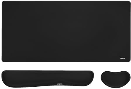 MOSISO Teclado Alfombrilla Ratón Set, Mouse Pad Gaming Grande&Wrist Rest Teclado&Wrist Rest, Muñequera Ayuda Antidolor con Espuma Memoria Home Office Mousepad Non-Slip Easy Typing Cushion,Negro