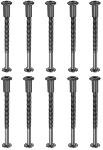 PATIKIL M6 x 80 mm Vis Chicago à Tête Hexagonale, 10 Ensembles Vis de Fixation pour Boulons, Écrous à Tête Creuse, pour Scrapbooking, Ceinture, Album Photo, Réparation de Meubles, Noir
