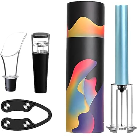ycezw Abridor de botellas de vino multifuncional, juego de accesorios de vino, kit de sacacorchos manual de 4 piezas, sacacorchos portátil para camareros, camareros y servidores de restaurantes