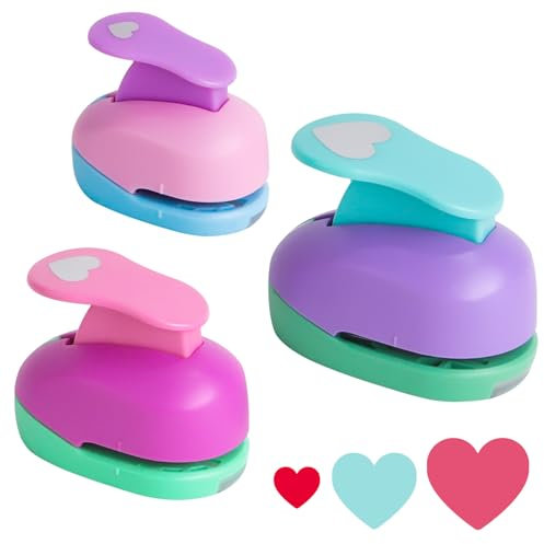 Rayong Stanzer Herz 3 Stück Stanzer Kreis Motivstanzer Herz Motivlocher Papierstanzer Herz Stanzer Set Ausgestanztes Motiv für Basteln, Scrapbooking, Geschenkanhänger(8mm 15mm 25mm) (Herz)