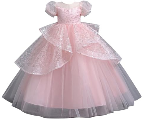 Zeiayuas Flower Girls Tutu Dress Princess Dress Sequin Tulle Flower Pageant Birthday Party Wedding Bridesmaid Girl Dresses for Kids Sleeveless Cold Shoulder Formal Dress First Communion Ball Gown