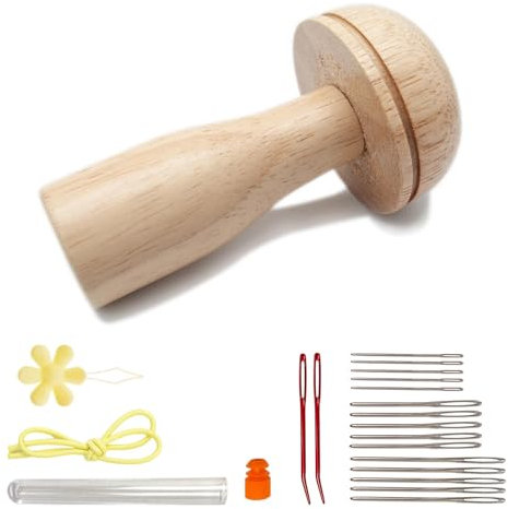 Stopfzubehör, Stopfpilz Mit Spannring, Stopfei, Niedliches Pilz-Stickerei-Nähset, Nähwerkzeug Wood Darner Repair Kit Mit Nähnadel Zum Stopfen Von Socken, Pullovern, Hosen, Flickwerkzeug-Kit