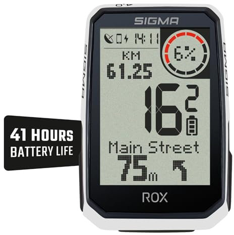 SIGMA ROX 4.0 ENDURANCE White HR Set | GPS bike computer incl. cardiofrequenzimetro e BUTLER OVERCLAMP | 41 ore di durata della batteria | compatibile con e-bike | misurazione dell'altitudine