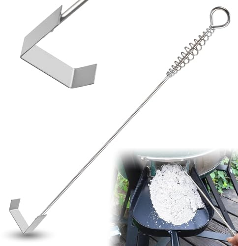 BBQ Ash Tool Poker Rake,18.6 Inch Stainless Steel Charcoal and Grill Cleaning Ash Tools for Fireplace, Metal BBQ Cleaner Poker,Heavy Duty Barbecue Grilling Utensils Tool for Charcoal Grills