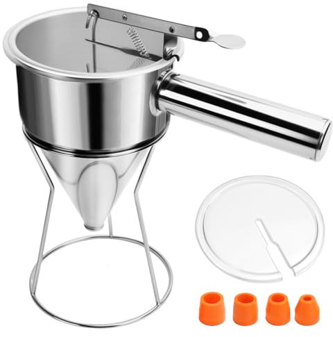 KXVXXV Teigportionierer Edelstahl Groß 1200ml Teigspender mit Deckel Pancake Portionierer für Waffelteig Pancake Teigportionierer für Donut Pancake Teigspender für Muffin