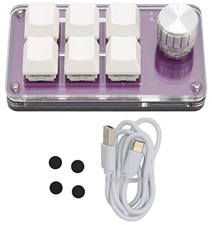 Programmerbart mekaniskt tangentbord ett handed miniknapp med knopp kabelformad plug and play för spelkontor akrylblå switch (Viola trasparente)