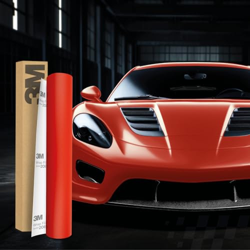 Finest Folia 3M 2080 Lámina autoadhesiva para envoltura de vehículos con protección de pintura 3D con canales de aire para automóvil, motocicleta, barco (M13 Rojo Mate, 50 x 152 cm)