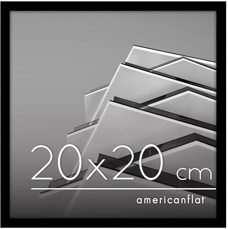 Americanflat Marco para Fotos 20x20 cm en Negro - Marco de Fotos de Moldura Fina con Cristal Irrompible, Accesorios para Colgar y Pie - Marco Fotos Pared o Mesa