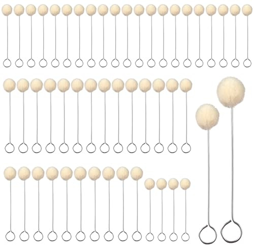 YYTOL Wool Daubers Ball Brush, 50 Pcs Wool Ball Brush Leather Shoe Dye Applicator Tool with Metal Handle for DIY Crafts Painting