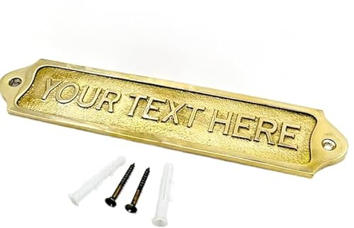 Personalized– Custom Engraved Door or Wall Plaque, Solid Brass Cast Metal Nameplate with Multiple Finish Options for Home, Office, Villa, Apartment,Hotels & New Home | Brass (D1)
