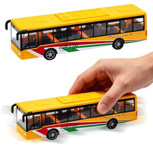 CDLIZW Bus Giocattolo,Macchinine bus Giocattolo,Autobus in lega Model,Modello di componenti,Funzione Pull-Back Veicoli Giocattolo,Regalo Per Feste Di Compl