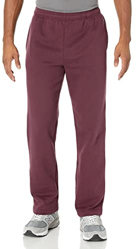 Amazon Essentials Men's Fleece Open Bottom Sweatpant (Available in Big and Tall), Burgundy, L