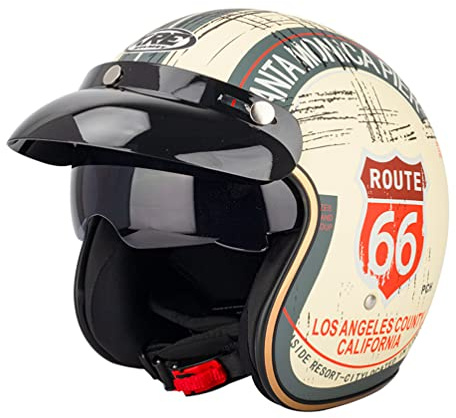 Casque Jet Moto Casques De Vélo pour Hommes Casque De Moto Jet Casque Vintage Open Face Rétro 3/4 Demi Casque Caschi Moto Capacete Motociclismo Dot Approuvé
