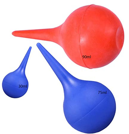 3 in 1 Ear Syringe - Reusable Ear Wax Removal Tool - 30ml/75ml Blue, 90ml Red