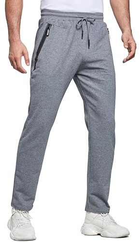 HCSS Pantaloni da Jogging da Uomo con Tasche Zip(Grigio-XL)