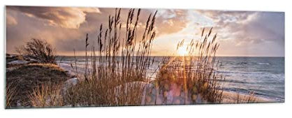 Moderne Impression sur Verre 160x50cm Image Tableau en Verre Decoration Murale Ouest sur la plage Grand XXL Tableaux Decoratifs Muraux Chambre Cuisine Panoramique Deco Cadre Salon Art GAB160x50-4710