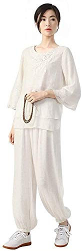 Vier-Jahreszeiten-Tai-Chi-Uniform-Set, Kampfsport-Anzug, Tai-Chi-Kleidung, Damen, Kung-Fu-Uniform, chinesische Kung-Fu-Kleidung, Kampfkunst aus Baumwolle und Leinen, Zen-Meditation, Yoga-Anzug (Farbe: