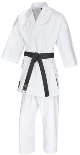 TEKKA BUDO Karateanzug Pro Extra weiß 14 oz - Karate Gi Set - Jacke. Hose (Schnürbund) - Kumite Anzug - Segeltuch - Größe 180