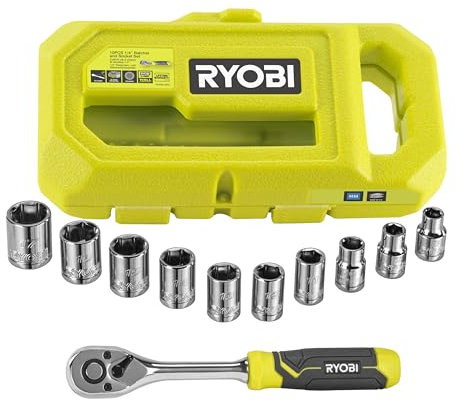 RYOBI RHRS10PC 1/4 Drive Ratchet and Sockets Set (10 Pieces)