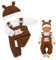 DGUSO Kleidung Outfits für Baby Puppen, Baby Born Kleidung , Puppenkleidung, Puppenzubehör mit Hut Langarm Hose, Braun Süße Puppenkleidung mit Hut 35-43 cm, (Puppen Nicht enthalten)