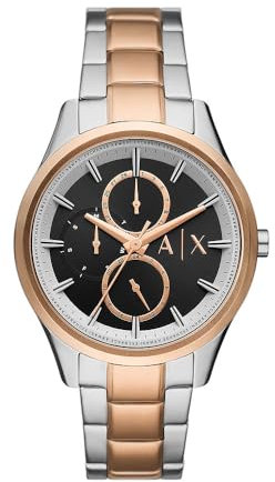 Armani Exchange orologio per uomo, movimento cronografo e cassa orologio per 42 mm con cinturino in acciaio inossiorologio perbile, pelle o silicone, Tonalità argento e oro rosa