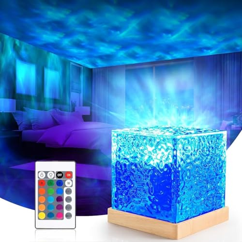 BIRBANN Proiettore Aurora Boreale, Luce Notturna Bambini 16 Lampade A Onde D'acqua A Colori Sfumati (con Telecomando) Per Camerette, Camere Per Bambini, Feste, Bar, Sale Giochi