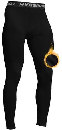 HYCOPROT Calzoncillos Térmicos para Hombre Mallas Termicas Largos Pantalon de Invierno Funcionales Calzoncillos de Esquí Ropa Interior Polar Caliente Hombre (Negro, S)