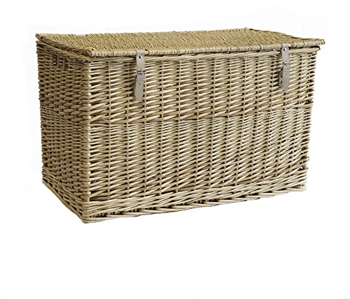 Arthur Cameron - Lightweight Wicker Storage Trunk, Handcrafted Storage Box with Lid & Leather Straps - Woven Chest, Basket, Large Wicker Basket with Lid (Natural, Medium)