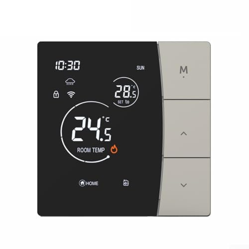 ZAMETTER Smart termostat LED-display elektrisk golvvärme vatten gaspanna WiFi smart hem termostat fjärrkontroll röstkontroll energibesparande intelligenta hemenheter för hem (grå 16A-WIFI)
