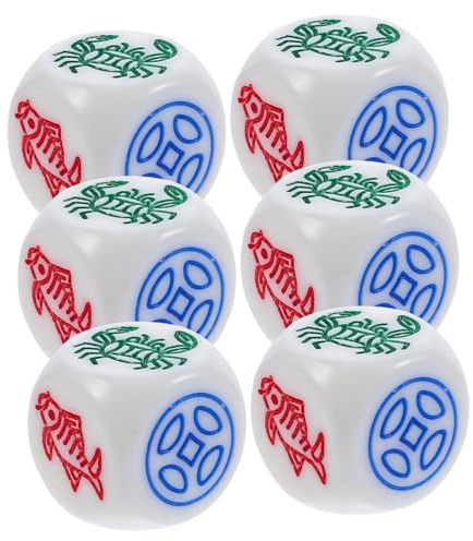 BESPORTBLE 6pcs Vintage Dice round Corner Abs Material Lightweight Educational Toy Multi-sided Dices, Creative Design for Parties and Ktv Gaming Fun