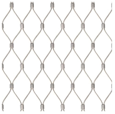 GOFQB 304 Malla de Cuerda de Acero Inoxidable Alta Resistencia Tracción Valla Metálica para Terrazas para Patios, Zonas Ajardinadas, Campos de Fútbol(5x10m/16.4x32.8ft)
