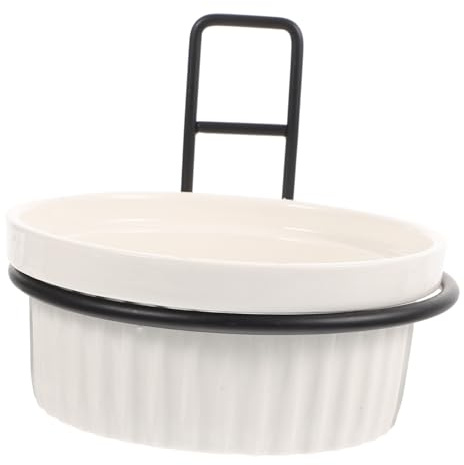 TOGEVAL Ceramic Pet Feeding Bowl with Rack Wall-mounted Stand for Cats and Dogs Wear-resistant Hanging Food Dish Easy to Clean and Install with Detachable Bowl