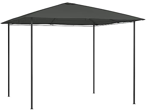 Gazebo da Giardino 3x3x2.6 m, Struttura in Acciaio con Tessuto 160 g/m², Gazebo da Spiaggia e Campeggio, Tenda per Feste all'Aperto, Protezione Solare e Pioggia, Colore Antracite