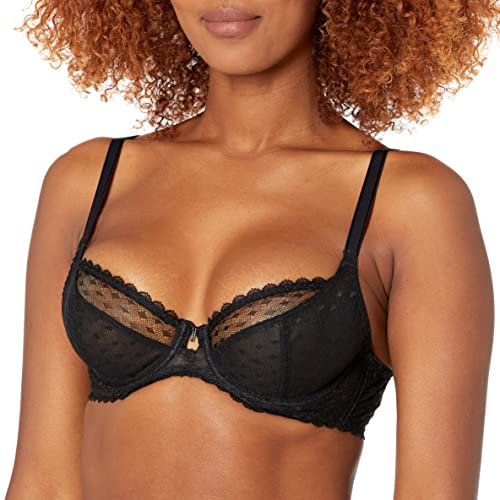 Freya Women's Signature Underwire Plunge Bra, Sheer, Black, 38F
