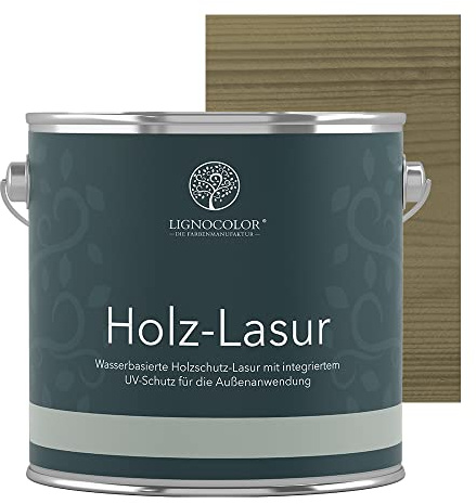 Lignocolor Holzlasur Olivgrau 2,5L | Holzschutzlasur für Außen & Innen | Holz, Zäune und Gartenmöbel | UV- und Witterungsschutz