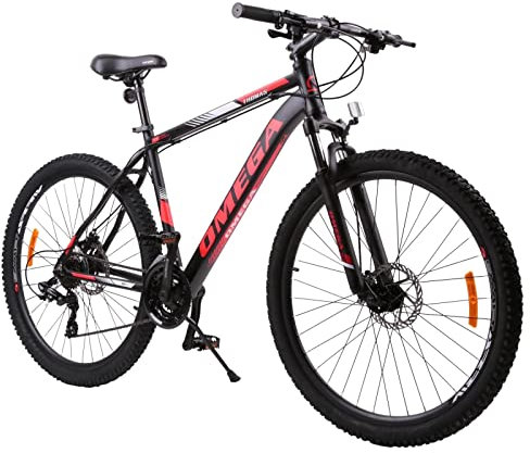 OMEGA BIKES Thomas 27.5-29 Zoll Mountainbike, geeignet ab 185 cm, mechanische Scheibenbremsen, ausgestattet mit Shimano, 21 Gang-Schaltung, Gabel-Federung, Jungen-Fahrrad & Herren-Fahrrad