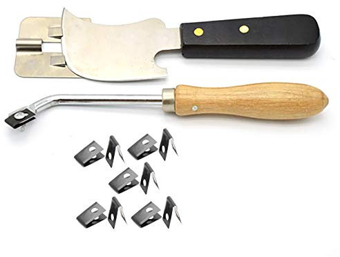 LARIAU Vinyl Flat Quarter Moon Knife with Weld Trim Guide and Flooring Hand Groover with 10pcs Replacement Blades For Trimming Welding Rod/Grooving PVC Vinyl Flooring Weld Tools Kit