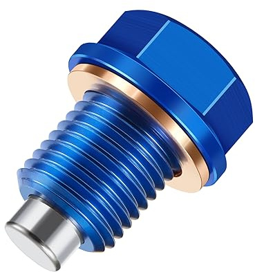 M12 x 1.25 Magnetic Oil Drain Plug with Crush Washer Gaskets Replacement for Toyota, Lexus, Nissan, Infiniti