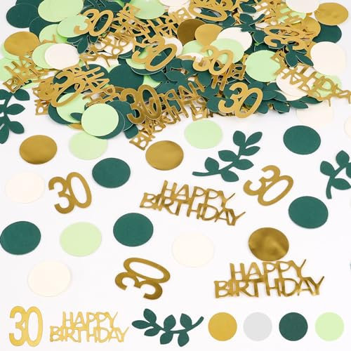 Moosono 200 Stück Konfetti Geburtstag Tischdeko Geburtstag Grün，Konfetti 30. Geburtstag Deko, Happy Birthday Streudeko Geburtstag Grün Gold, Deko 30 Geburtstag für Geburtstag Party