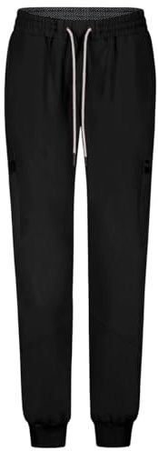 B-well Ricci Medizinische Schlupfhose Jogger 7 Taschen mit elastischem Bund und Gesäßtaschen Krankenhaus Uniformhose Anti-Falten mit Elasthan (Schwarz, M)