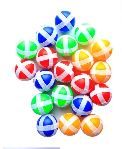 Tabanzhe 20 Pieces Velcro Balls - Game Accessories Interactive Toys Sturdy and Safe Target Game Sticky Balls Suitable for Adults Indoor Outdoor Games (4 Colors)