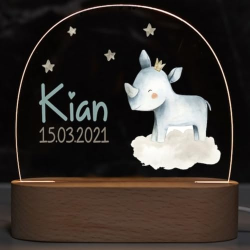 Fallover Lámpara Infantil Personalizada para Bebés - Luz Nocturna con Nombre - Regalos Originales Bebe para Bautizo, Comunión y Navidad de Niños y Niñas Recién Nacidos, Lampara Bebe Personalizada