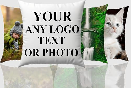 PB TECH Personalised Pillow Cushion, Customise with Any Text/Name and Photo, Gift for Girlfriend, Husband, Wife, Family, Birthday, Keepsake Home Décor Throw Pillow. (Pillow without Cushion Filling)