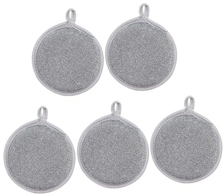 5 Paños De Limpieza De Alambre Plateado De Doble Cara Esponjas De Limpieza Trapos para Platos Esponjas para Fregar Esponjas De Alambre Esponjas De Cocina Trapos De Alambre