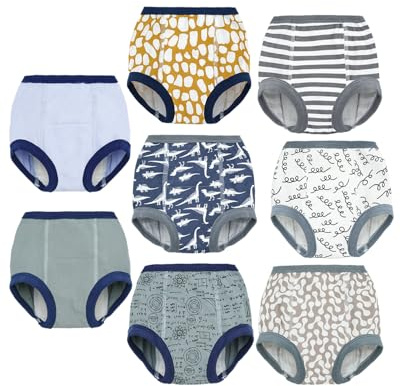 ALVABABY Baby Potty Training Pants 8 Packs Cotton Absorbent Reusable Toilet Training Underwear for Toddler Girls Boys 2T-4T 8XC01A-3TJ