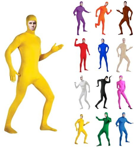 PAIDAXING Breathable Lycra Zentai Bodysuit - Open Face Full Body Suit for Dance & Theme Nights, Unisex Spandex Unitard Halloween Costume Adults Children