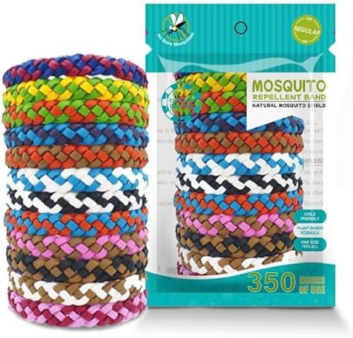 Dustpic Mosqutio - Braccialetto repellente per insetti, 12 pezzi, cinturino regolabile in pelle PU, senza DEET. Braccialetti repellenti per insetti e zanzare, 350 ore di protezione repellente per