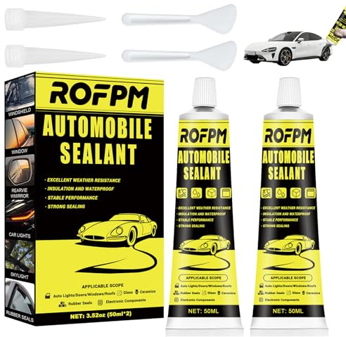 2PCS Pegamento CarroceríA Coche, Pegamento para Brisas, Silicona Negro, Masilla CarroceríA Coche, Resistencia a Altas y Bajas temperaturas, Adecuado para Parabrisas, Faros de Automóviles