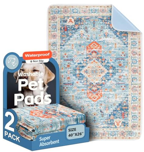 Washable Pee Pads for Dogs 2 Pack Reusable Puppy Training Pads 40x26 Super Absorbent Waterproof Dog Training Pads, Non-Slip Potty Pads Whelping Pads Litter Mat Pet Supplies - Blue/Mix